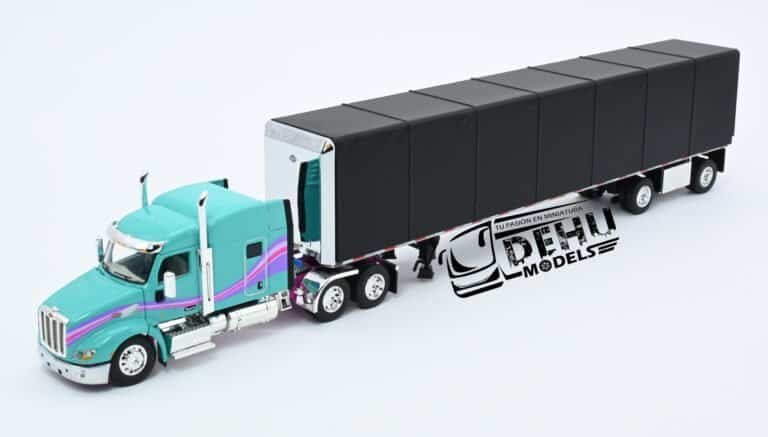 Trailer a Escala 164 DCP Peterbilt 579 con Remolque Cortina Menta 60-1611 (1)