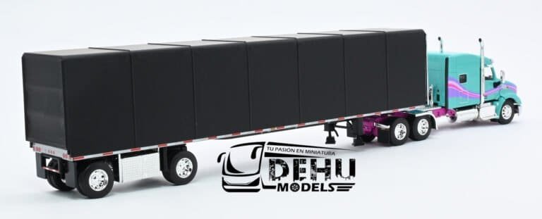 Trailer a Escala 164 DCP Peterbilt 579 con Remolque Cortina Menta 60-1611 (6)