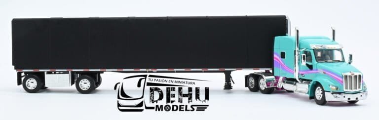 Trailer a Escala 164 DCP Peterbilt 579 con Remolque Cortina Menta 60-1611 (8)