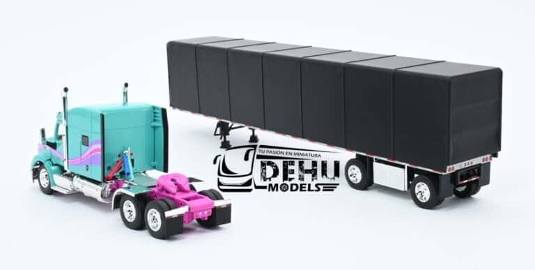 Trailer a Escala 164 DCP Peterbilt 579 con Remolque Cortina Menta 60-1611 (11)