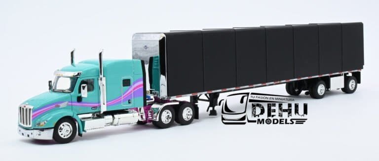 Trailer a Escala 164 DCP Peterbilt 579 con Remolque Cortina Menta 60-1611 (2)