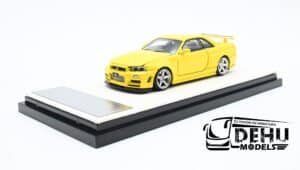 Auto a Escala 1/64 Nissan Skyline GTR R34 Sin Figura Amarillo TM643409 Timemicro