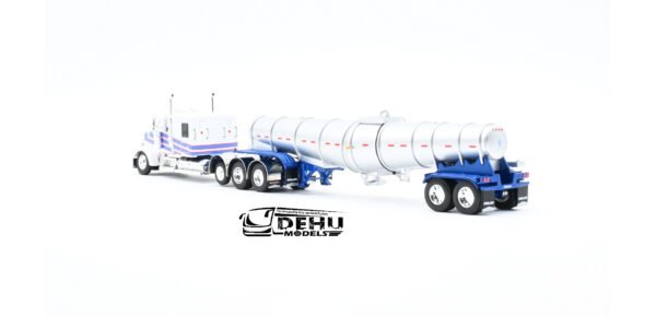 Tráiler a Escala 1/64 Kenworth W900L Con Remolque Tanque Polar de Caída Profunda Blanco - Gris 60-1802 DCP By First Gear - Imagen 7