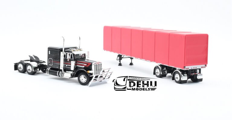 Peterbilt 379 Con Remolque Cama Plana Utility y Lona Enrollable de ejes separados (12)