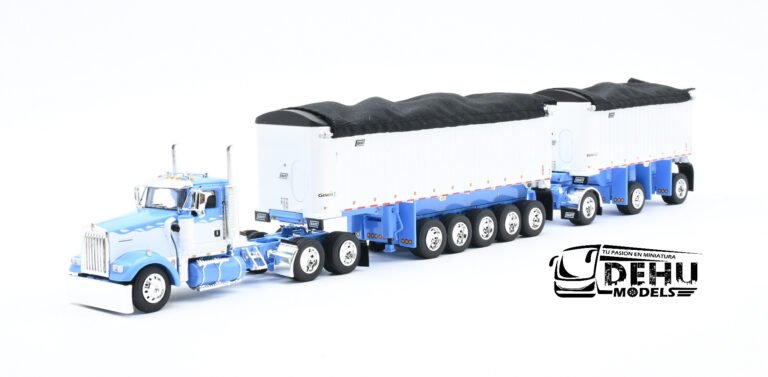 Kenworth W900L Con Remolque Volteo Genesis de 31' y 20' Blanco - Azul (1)