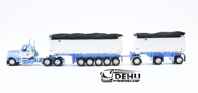 Kenworth W900L Con Remolque Volteo Genesis de 31' y 20' Blanco - Azul (3)