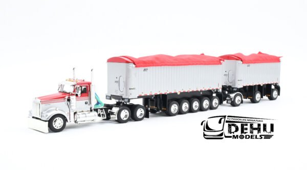 Tráiler a Escala 1/64 Kenworth W900L Con Remolque Volteo Genesis de 31' y 20' , 60-1632 DCP By First Gear