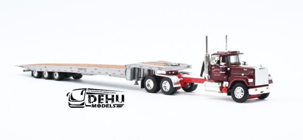 Tráiler a Escala 1/64 Mack Super-Liner Day Cab Con Remolque Talbert 5553TA de Tres Ejes Santucci Construction, 60-1124 DCP By First Gear