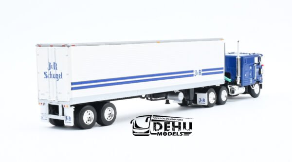 Tráiler a Escala 1/64 Peterbilt 352 COE 110" Con Remolque Caja Refrigerada Thermoking Vintage de 40' J&R SCHUGEL TRUCKING, 60-1471 DCP By First Gear - Imagen 5