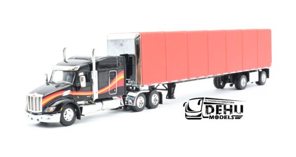 Tráiler a Escala 1/64 Peterbilt 579 Con Remolque Utility Cama Plana y Lona Enrollable de ejes separados, 60-1610 DCP By First Gear