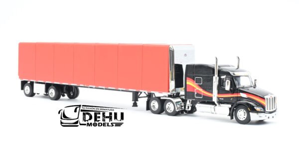 Tráiler a Escala 1/64 Peterbilt 579 Con Remolque Utility Cama Plana y Lona Enrollable de ejes separados, 60-1610 DCP By First Gear - Imagen 3