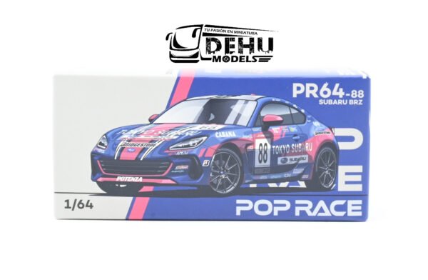 Auto a Escala 1/64 Subaru BRZ Tokyo Subaru Racing Azul - Rosa, PR64-0088 Pop Race - Imagen 10