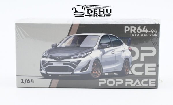 Auto a Escala 1/64 Toyota GR Vios Blanco - Negro, PR64-0094 Pop Race - Imagen 10