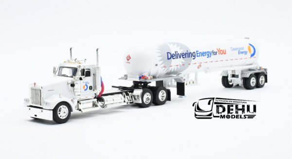 Tráiler a Escala 1/64 Kenworth W900L Day Cab con Remolque Tanque de Gas Mississippi Davenport Energy, 60-1135 DCP By First Gear