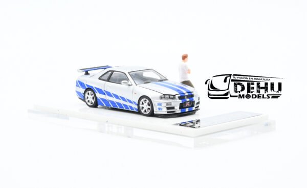 Auto a Escala 1/64 Nissan Skyline GTR R34 Fast & Furious Con Figura, CA646305-1 Cool Art - Imagen 2