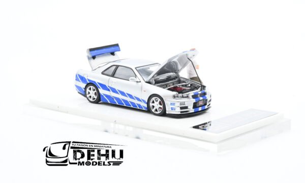 Auto a Escala 1/64 Nissan Skyline GTR R34 Fast & Furious Con Figura, CA646305-1 Cool Art - Imagen 5