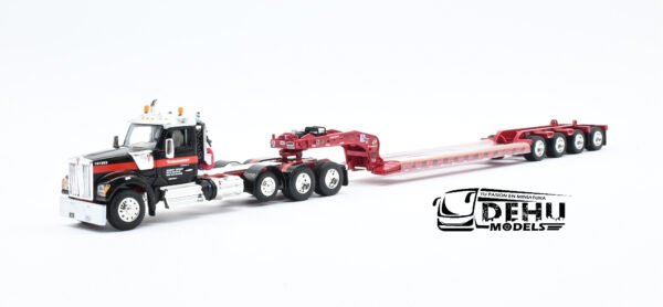 Tráiler a Escala 1/64 Kenworth W990 de Tres ejes Con Remolque Lowboy De Tres Ejes Fontaine Magnitude con eje Plegable MAMMOET 69-1869 DCP By First Gear