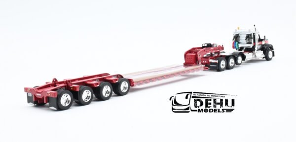 Tráiler a Escala 1/64 Kenworth W990 de Tres ejes Con Remolque Lowboy De Tres Ejes Fontaine Magnitude con eje Plegable MAMMOET 69-1869 DCP By First Gear - Imagen 5