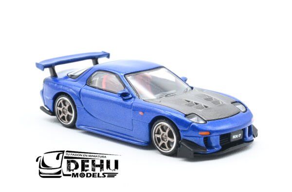 Auto a Escala 1/64 Mazda RX7 RE Amemiya Azul - Negro, PR64-0119 Pop Race - Imagen 3