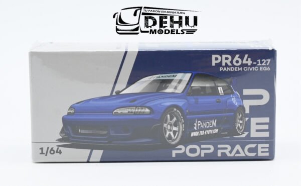 Auto a Escala 1/64 Pandem Civic EG6 Azul, PR64-0127 Pop Race - Imagen 13