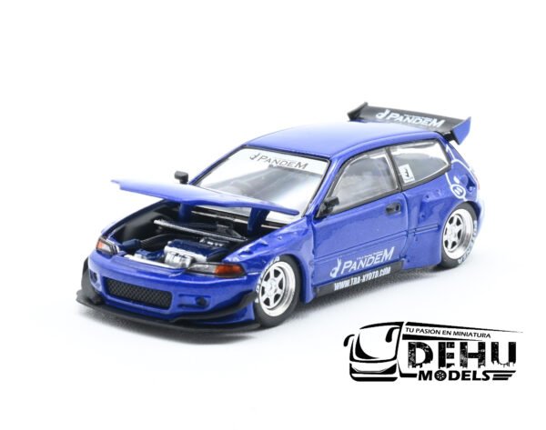 Auto a Escala 1/64 Pandem Civic EG6 Azul, PR64-0127 Pop Race - Imagen 8