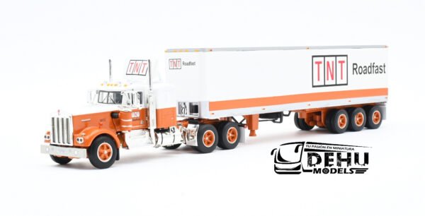 Tráiler a Escala 1/64 Kenworth W900A Con Remolque Caja Seca Vintage de 40' de Tres Ejes TNT Roadfast, 60-1014 DCP By First Gear - Imagen 10