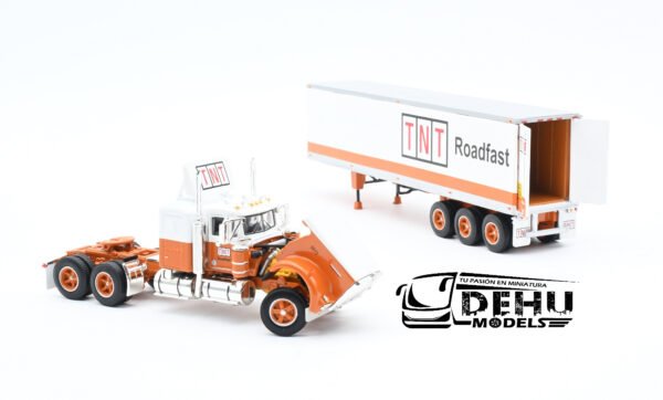 Tráiler a Escala 1/64 Kenworth W900A Con Remolque Caja Seca Vintage de 40' de Tres Ejes TNT Roadfast, 60-1014 DCP By First Gear - Imagen 7