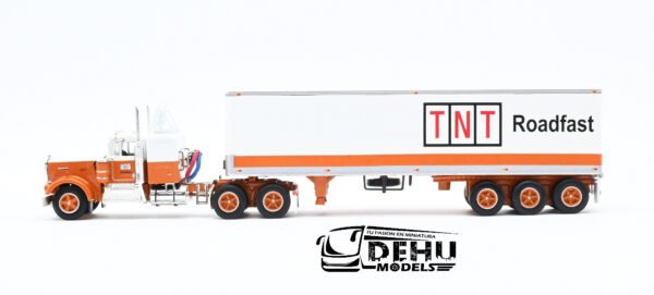 Tráiler a Escala 1/64 Kenworth W900A Con Remolque Caja Seca Vintage de 40' de Tres Ejes TNT Roadfast, 60-1014 DCP By First Gear - Imagen 9