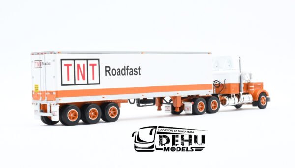 Tráiler a Escala 1/64 Kenworth W900A Con Remolque Caja Seca Vintage de 40' de Tres Ejes TNT Roadfast, 60-1014 DCP By First Gear - Imagen 5