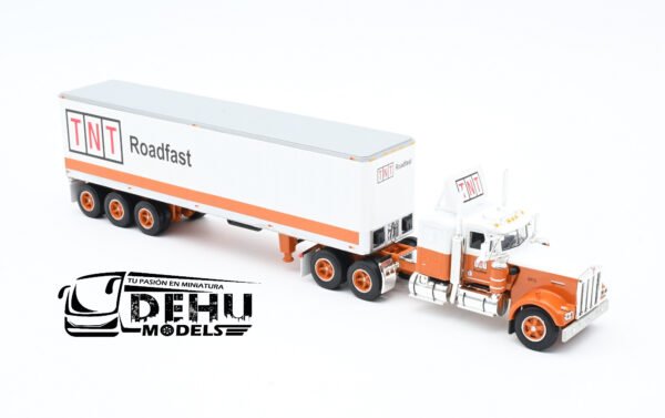 Tráiler a Escala 1/64 Kenworth W900A Con Remolque Caja Seca Vintage de 40' de Tres Ejes TNT Roadfast, 60-1014 DCP By First Gear - Imagen 2