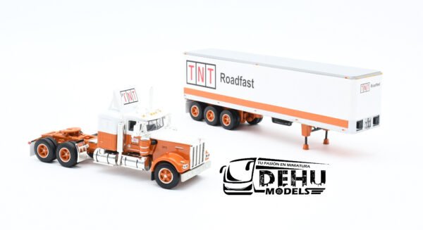 Tráiler a Escala 1/64 Kenworth W900A Con Remolque Caja Seca Vintage de 40' de Tres Ejes TNT Roadfast, 60-1014 DCP By First Gear - Imagen 6