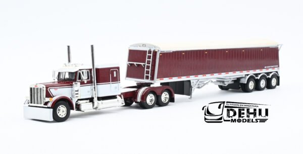 Tráiler a Escala 1/64 Peterbilt 379 Con Remolque Gondola de Tres Ejes Lode King, 60-1122 DCP By First Gear