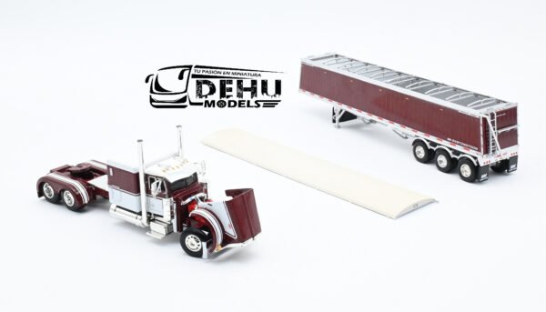 Tráiler a Escala 1/64 Peterbilt 379 Con Remolque Gondola de Tres Ejes Lode King, 60-1122 DCP By First Gear - Imagen 7