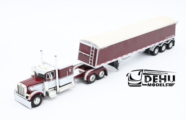 Tráiler a Escala 1/64 Peterbilt 379 Con Remolque Gondola de Tres Ejes Lode King, 60-1122 DCP By First Gear - Imagen 11