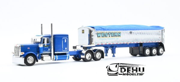 Tráiler a Escala 1/64 Peterbilt 389 Con Remolque Gondola MAC de 3 Ejes Western Distributing, 60-1148 DCP By First Gear