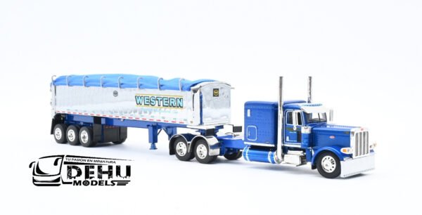 Tráiler a Escala 1/64 Peterbilt 389 Con Remolque Gondola MAC de 3 Ejes Western Distributing, 60-1148 DCP By First Gear - Imagen 3