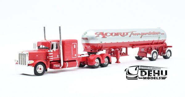 Tráiler a Escala 1/64 Petebilt 389 Con Remolque Tanque de Gas LP Mississippi Accord Transportation, 60-0691 DCP By First Gear