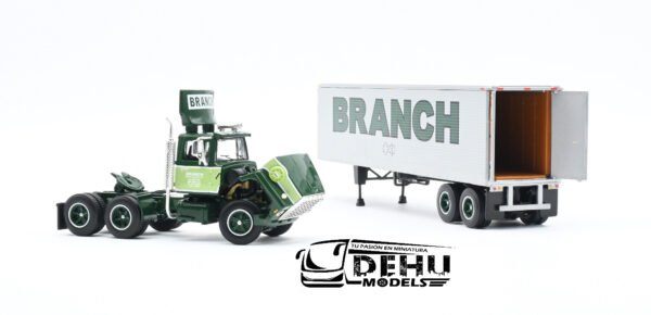 Tráiler a Escala 1/64 Ford LT-9000 Day Cab con Remolque Caja Seca Vintage de 40' Branch Motor Express, 60-1281 DCP By First Gear - Imagen 7
