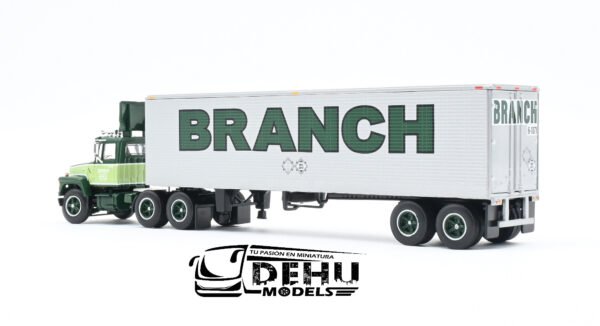 Tráiler a Escala 1/64 Ford LT-9000 Day Cab con Remolque Caja Seca Vintage de 40' Branch Motor Express, 60-1281 DCP By First Gear - Imagen 8