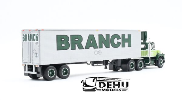 Tráiler a Escala 1/64 Ford LT-9000 Day Cab con Remolque Caja Seca Vintage de 40' Branch Motor Express, 60-1281 DCP By First Gear - Imagen 5