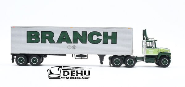 Tráiler a Escala 1/64 Ford LT-9000 Day Cab con Remolque Caja Seca Vintage de 40' Branch Motor Express, 60-1281 DCP By First Gear - Imagen 4