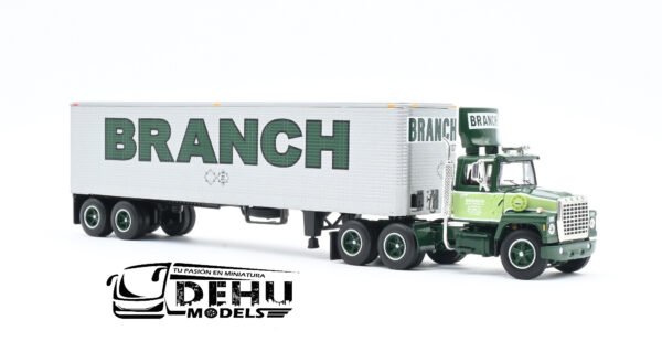 Tráiler a Escala 1/64 Ford LT-9000 Day Cab con Remolque Caja Seca Vintage de 40' Branch Motor Express, 60-1281 DCP By First Gear - Imagen 3