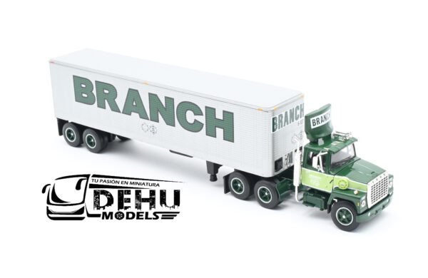 Tráiler a Escala 1/64 Ford LT-9000 Day Cab con Remolque Caja Seca Vintage de 40' Branch Motor Express, 60-1281 DCP By First Gear - Imagen 2