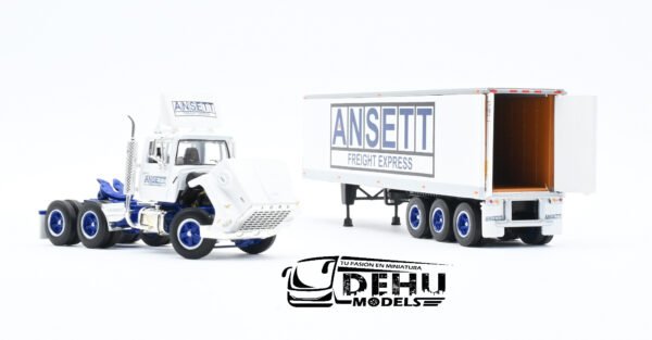 Tráiler a Escala 1/64 Ford LT-9000 Day Cab con Remolque Caja Seca Vintage de 40' de Tres Ejes ANSETT Freight Express, 60-1284 DCP By First Gear - Imagen 7