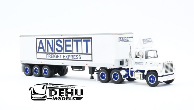 60-1284 Ford LT-9000 Day Cab con Remolque Caja Seca Vintage de 40' de Tres Ejes ANSETT Freight Express (7)