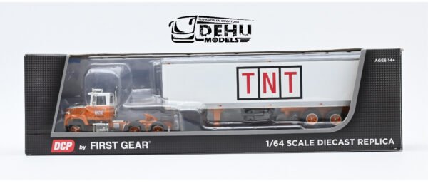 Tráiler a Escala 1/64 Ford LT-9000 Day Cab Con Remolque Caja Seca de 40' de Tres Ejes TNT X-Press Transit, 60-1285 DCP By First Gear - Imagen 12