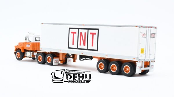 Tráiler a Escala 1/64 Ford LT-9000 Day Cab Con Remolque Caja Seca de 40' de Tres Ejes TNT X-Press Transit, 60-1285 DCP By First Gear - Imagen 8