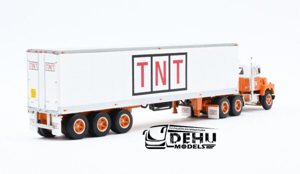 Tráiler a Escala 1/64 Ford LT-9000 Day Cab Con Remolque Caja Seca de 40' de Tres Ejes TNT X-Press Transit, 60-1285 DCP By First Gear - Imagen 5