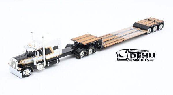 Tráiler a Escala 1/64 Peterbilt 389 Techo Medio Con Remolque Lowboy Fontaine Renegade LXT40 de 3 ejes con Eje plegable, 60-1301 DCP By First Gear - Imagen 11