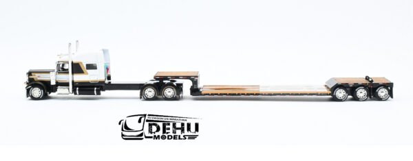 Tráiler a Escala 1/64 Peterbilt 389 Techo Medio Con Remolque Lowboy Fontaine Renegade LXT40 de 3 ejes con Eje plegable, 60-1301 DCP By First Gear - Imagen 9